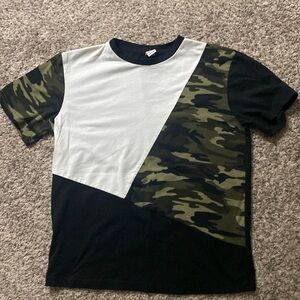 Shein t shirt, size 11-12 white, black & army green